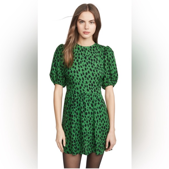 Reformation Kelly green and black Dulce mini dress sz 4 - Picture 13 of 13